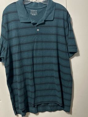 Simply Styled Teal Polo with Black Horizontal Stripes